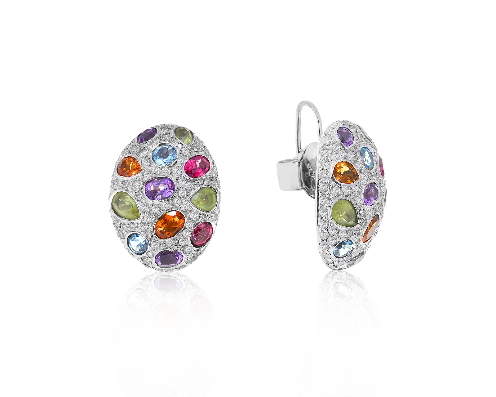 Восхитительные золотые серьги с цветными камнями 4.24ct 160822/9 Восхитительные золотые серьги с цветными камнями 4.24ct 160822/9