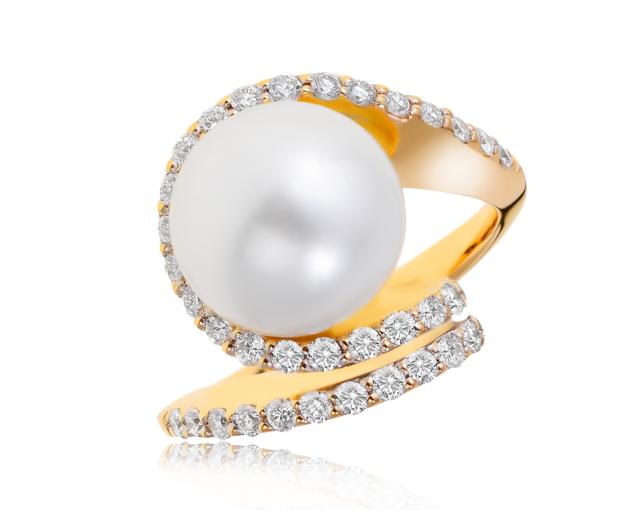 Изысканное золотое кольцо с жемчугом 11.70 мм