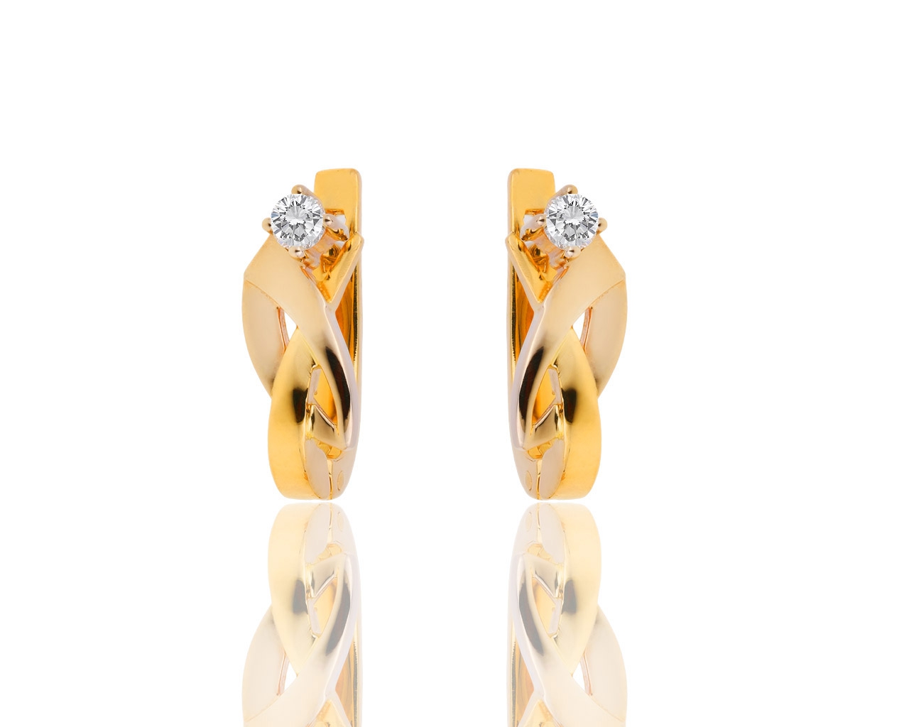 Изящные золотые серьги с бриллиантами 0.16ct 170318/2