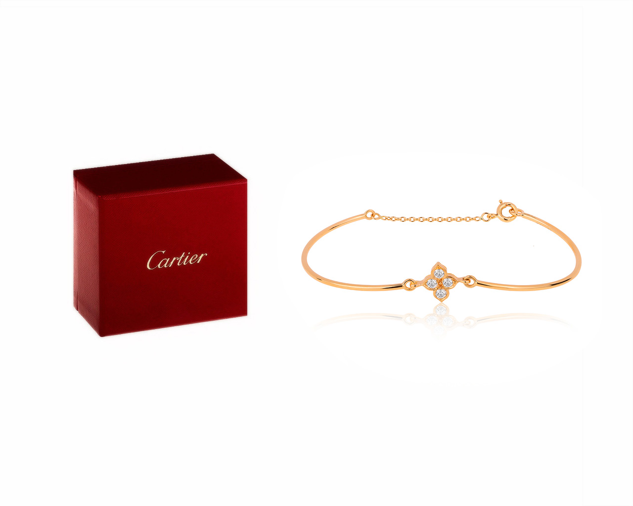 Оригинальный золотой браслет с бриллиантами 0.24ct Cartier Hindu Floral