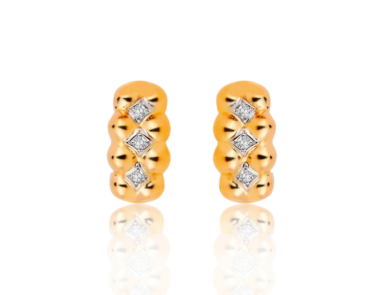 Роскошные золотые серьги с бриллиантами 0.12ct 250120/6