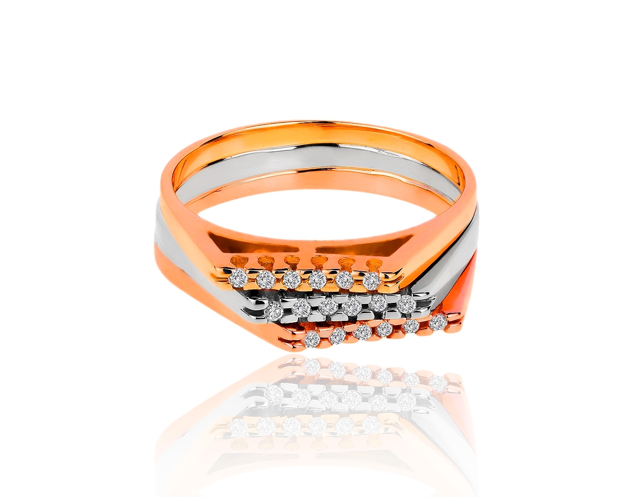 Стильное золотое кольцо с бриллиантами 0.12ct 260519/1 Стильное золотое кольцо с бриллиантами 0.12ct 260519/1