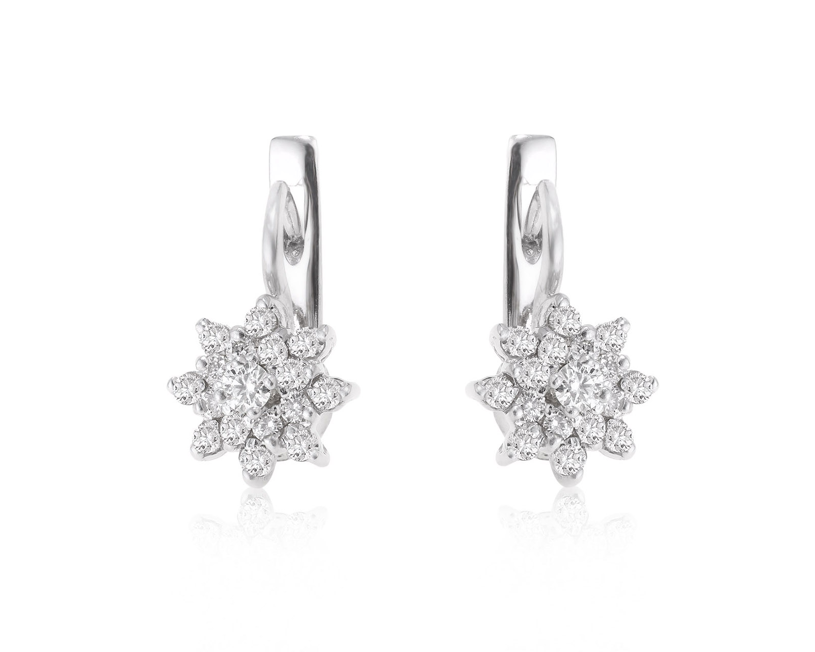 Прелестные золотые серьги с бриллиантами 0.75ct