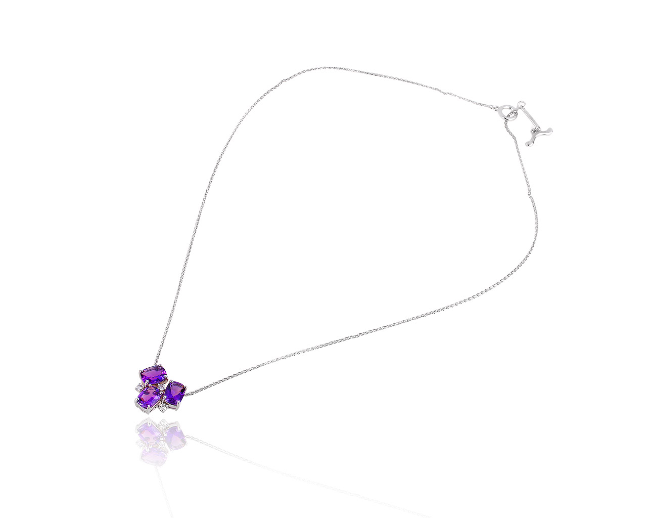Изящная золотая подвеска с бриллиантами и аметистами Antonini Malibu