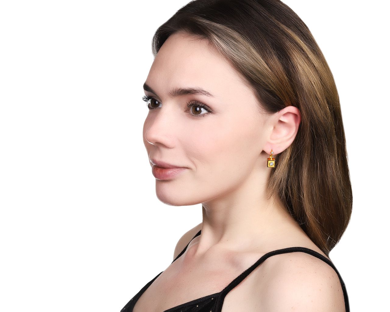 Великолепные золотые серьги с бриллиантами 0.46ct