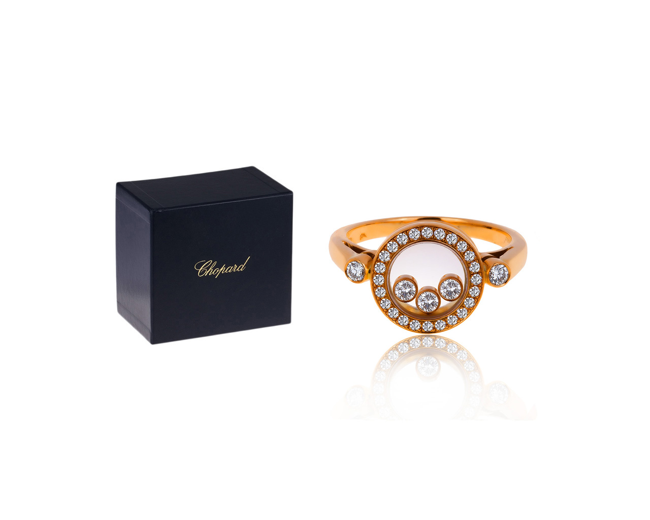 Оригинальное золотое кольцо с бриллиантами 0.39ct Chopard