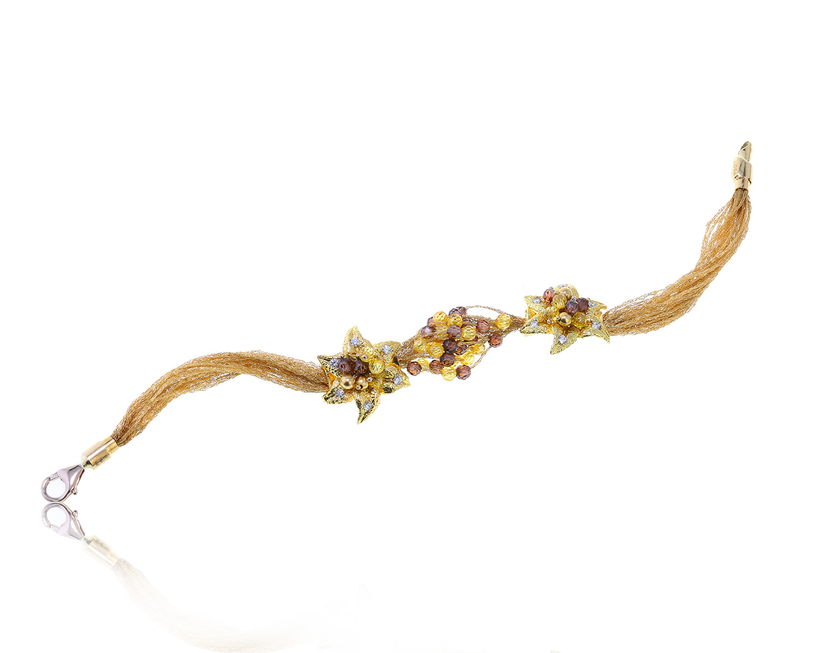 Золотой браслет с гранатами 16.20ct и бриллиантами 0.36ct 290523/13