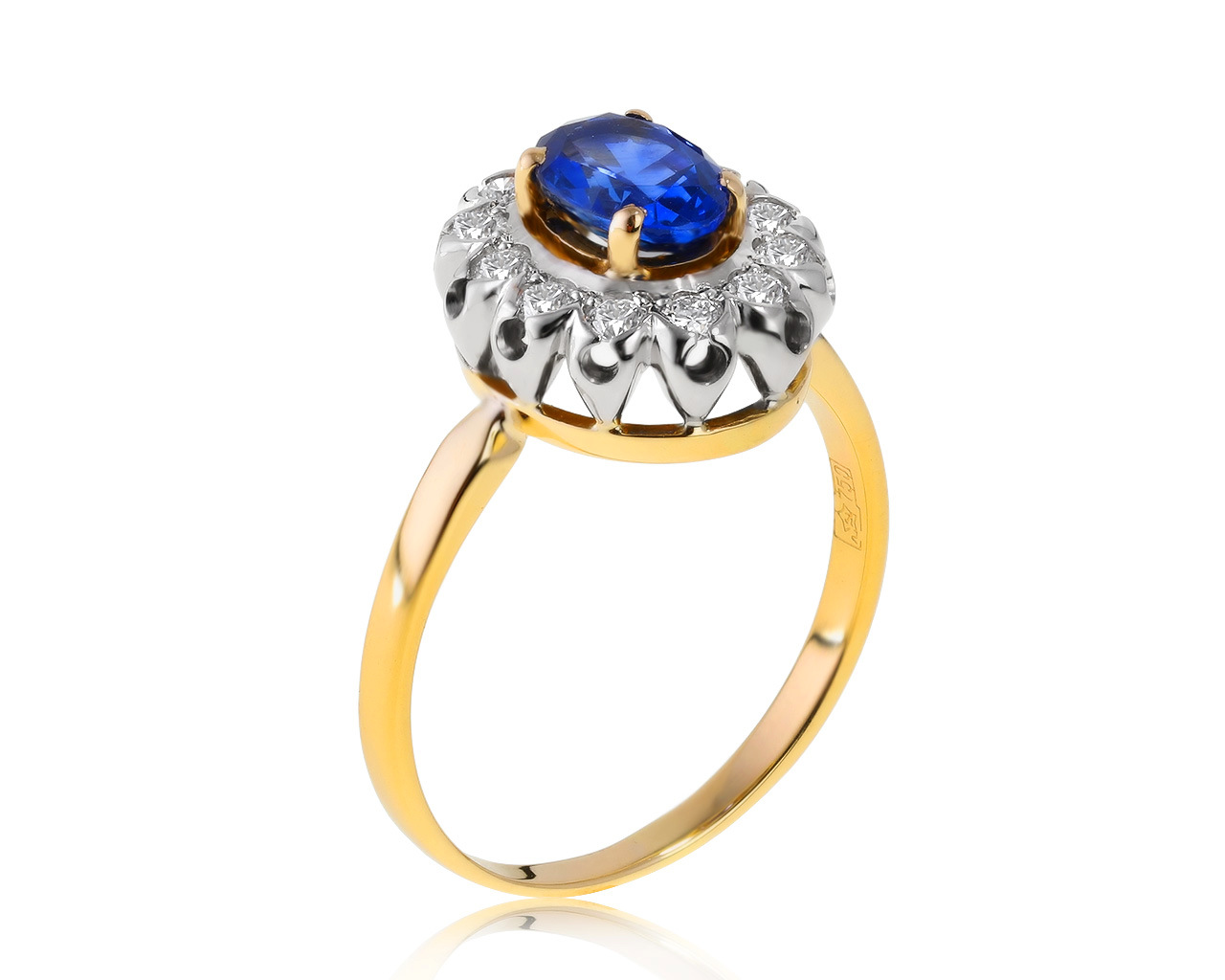 Нарядное золотое кольцо с сапфиром 0.77ct СССР 280321/3