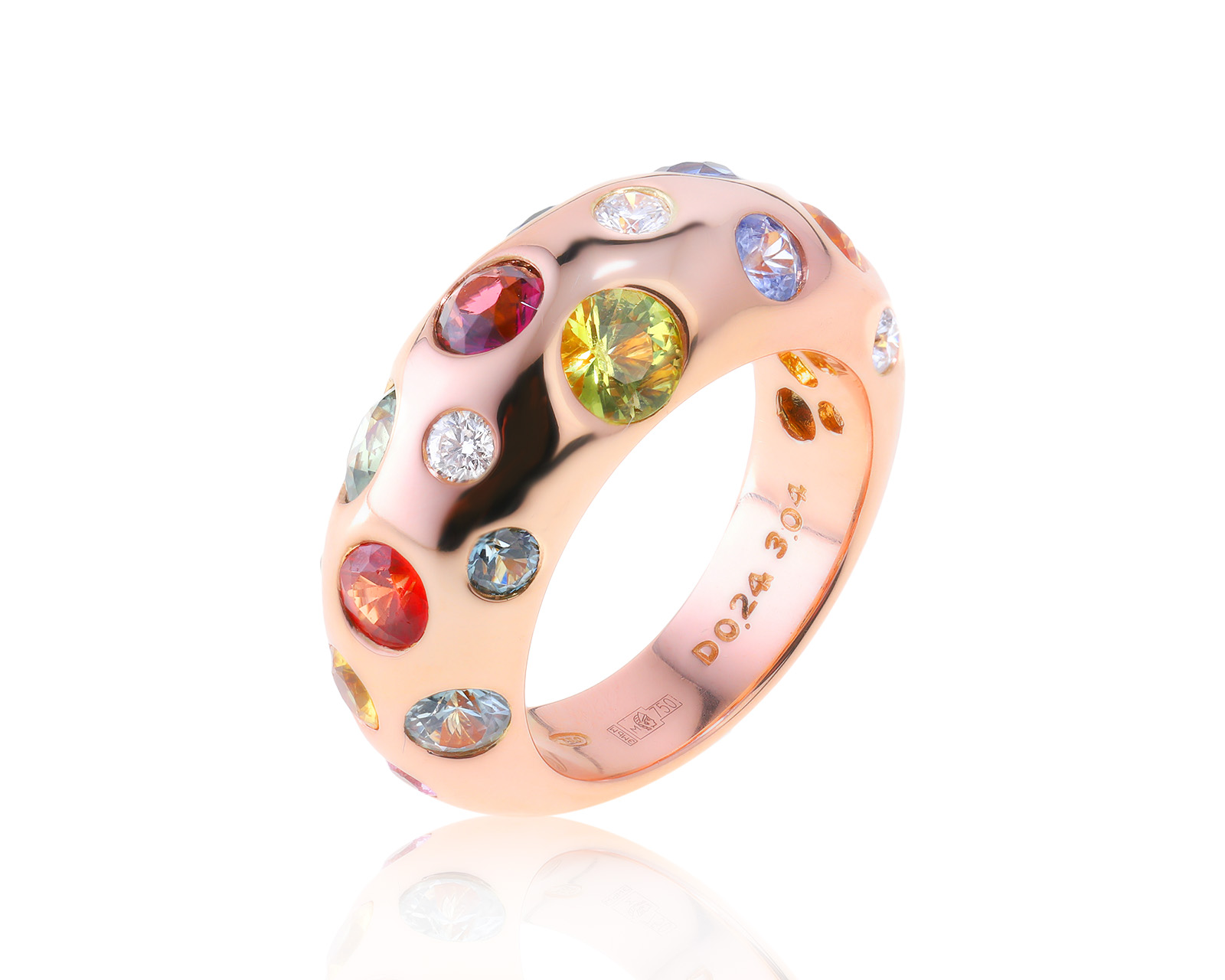 Восхитительное золотое кольцо с цветными камнями 3.04ct 180123/5