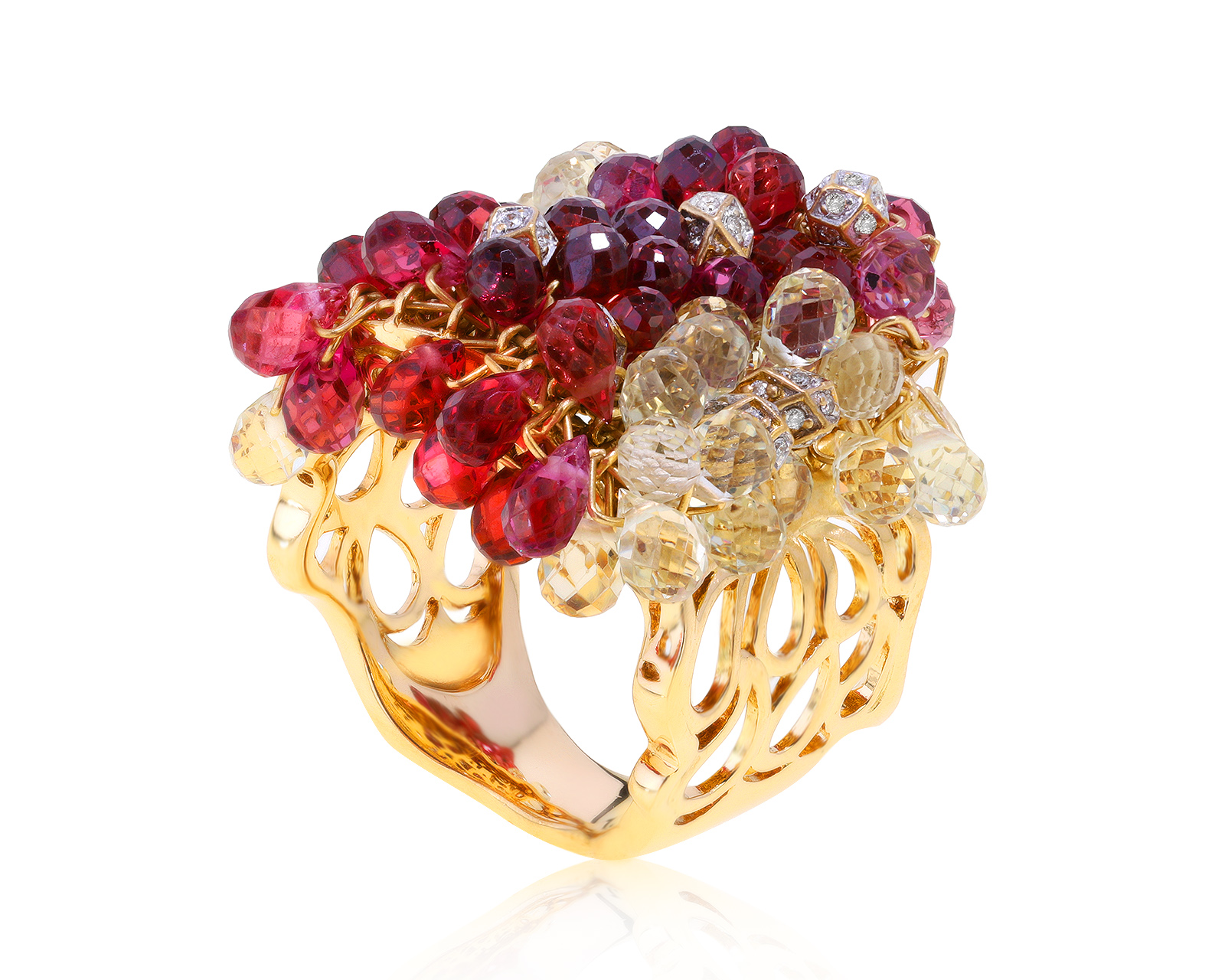 Очаровательное золотое кольцо с турмалинами 12.11ct 101121/10