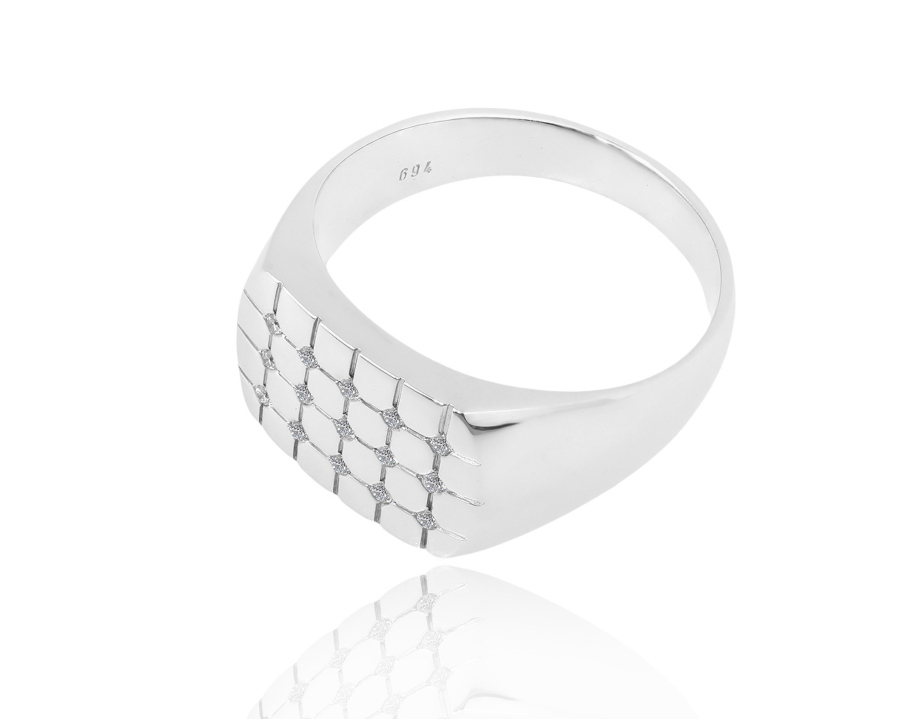 Массивное золотое кольцо с бриллиантами 0.15ct 030717/11