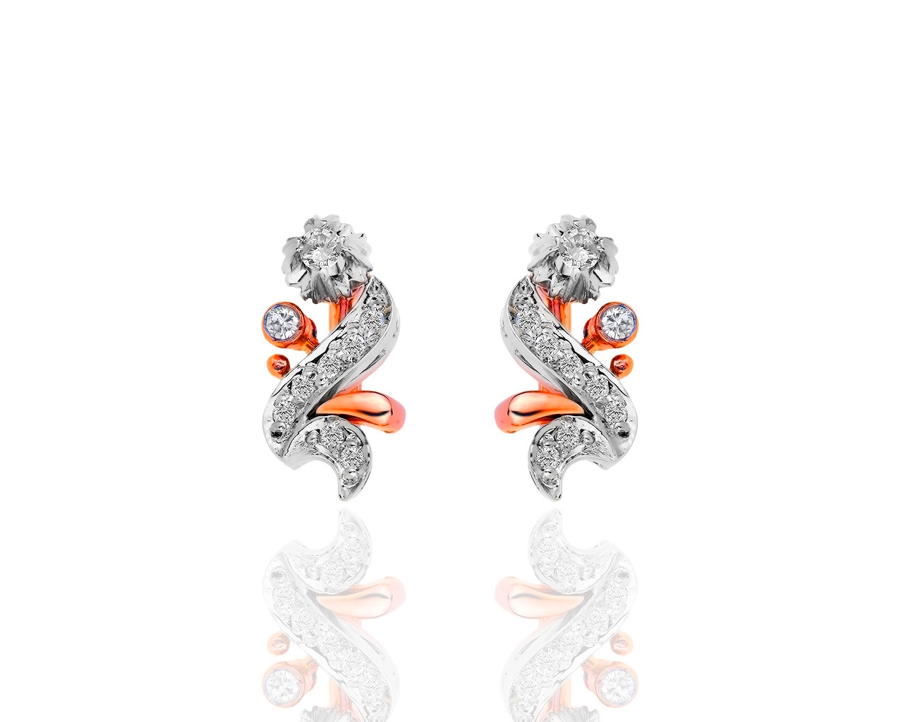 Утонченный золотые серьги с бриллиантами 0.44ct 210519/2