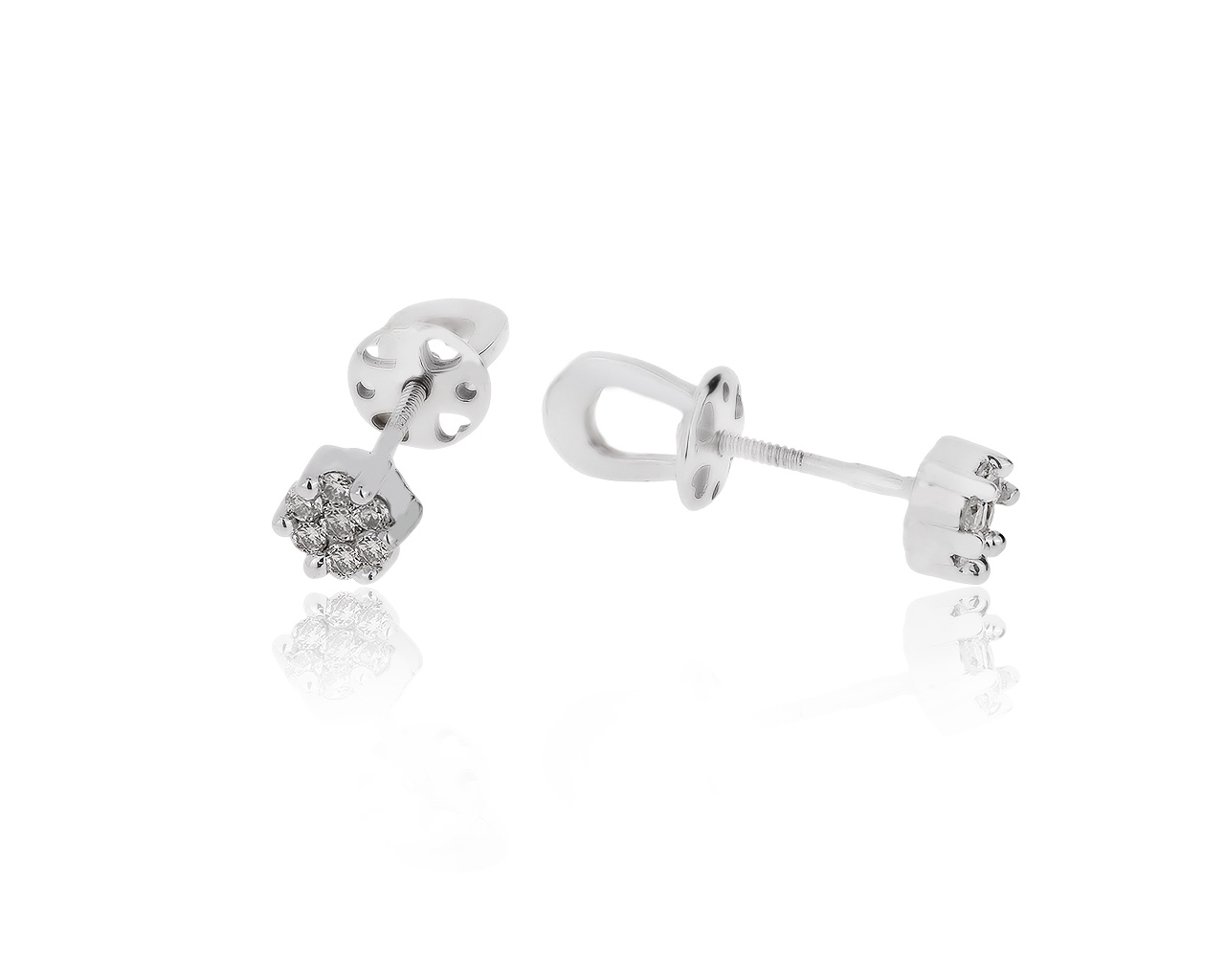 Богатые золотые серьги с бриллиантами 0.17ct