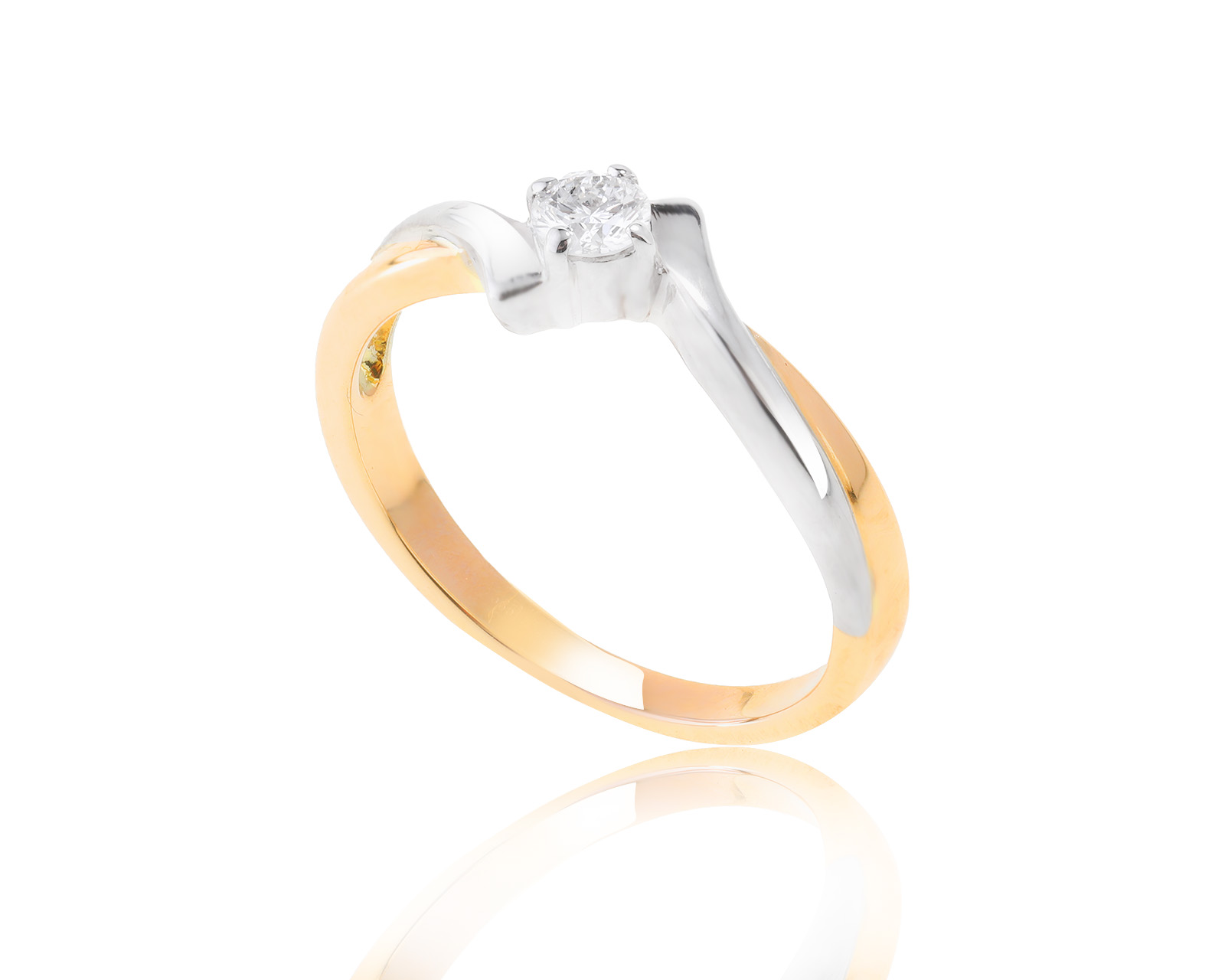 Богатое золотое кольцо с бриллиантом 0.16ct 050523/1