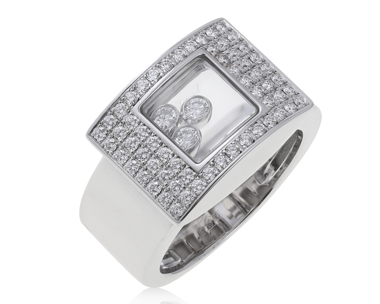 Оригинальное золотое кольцо с бриллиантами 0.72ct Chopard Happy Diamond