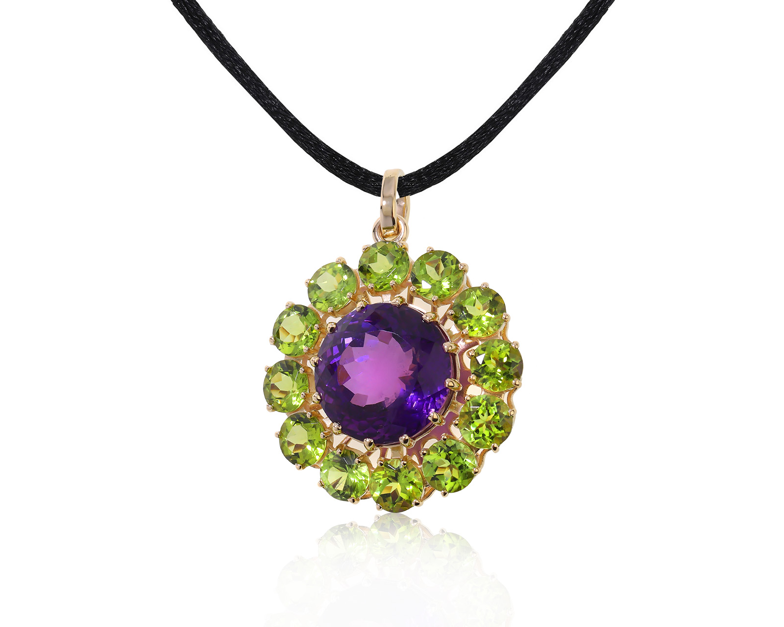 Праздничный золотой кулон с аметистом 14.40ct 140922/4 Праздничный золотой кулон с аметистом 14.40ct 140922/4