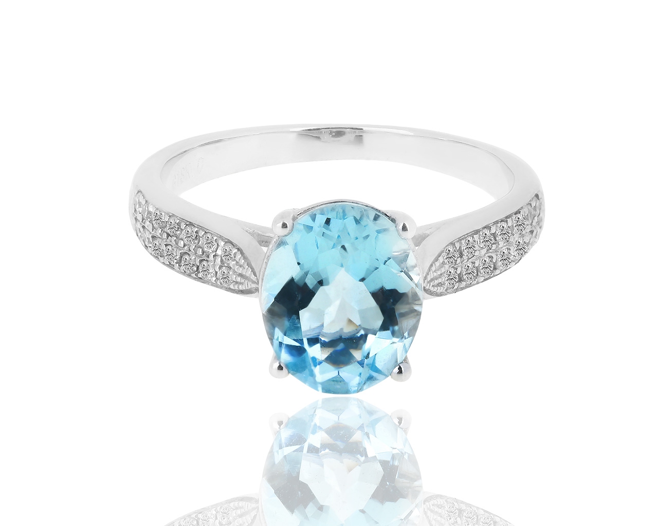 Золотое кольцо с аквамарином 1.24ct и бриллиантами 0.16ct 220119/5