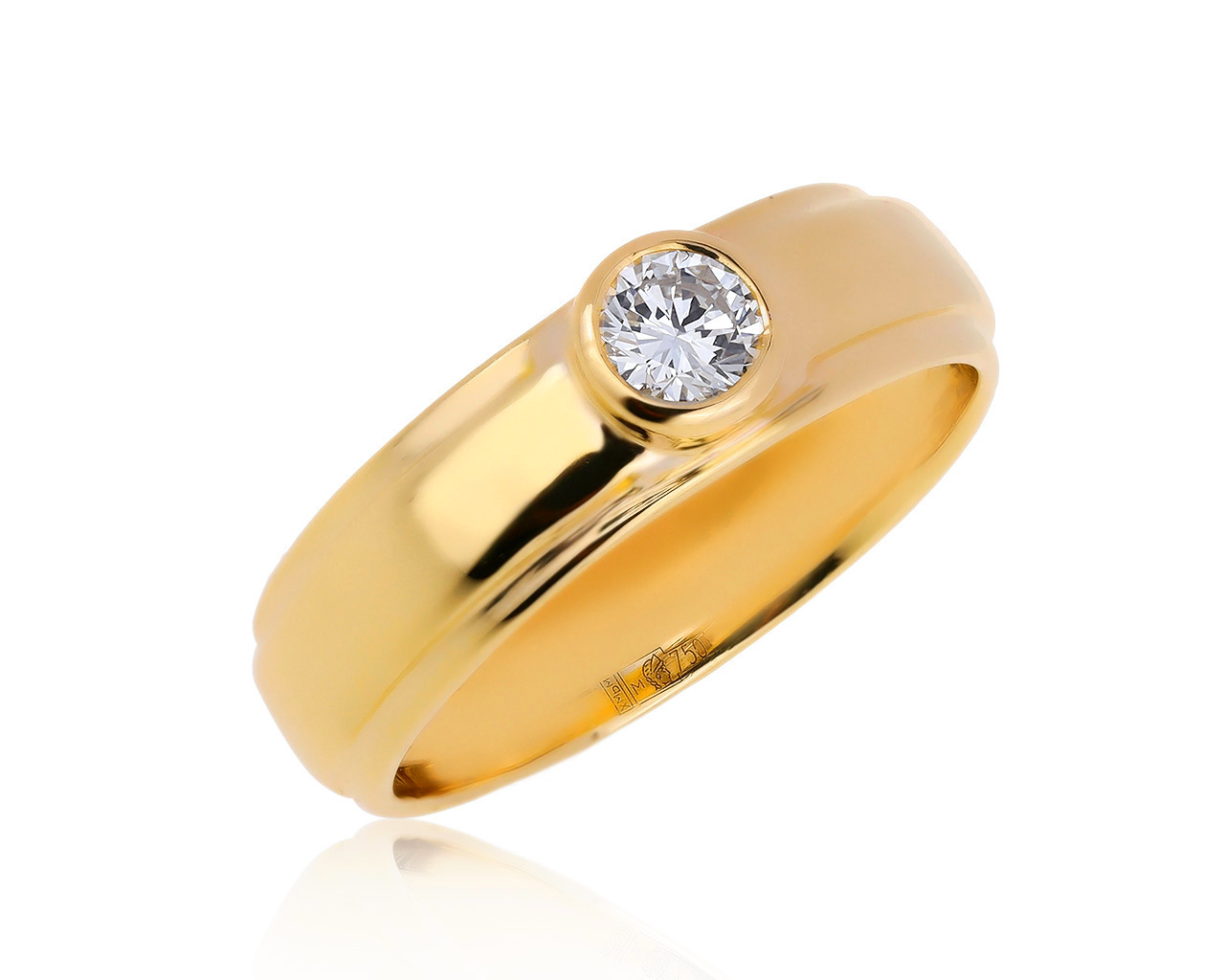 Престижное золотое кольцо с бриллиантом 0.25ct