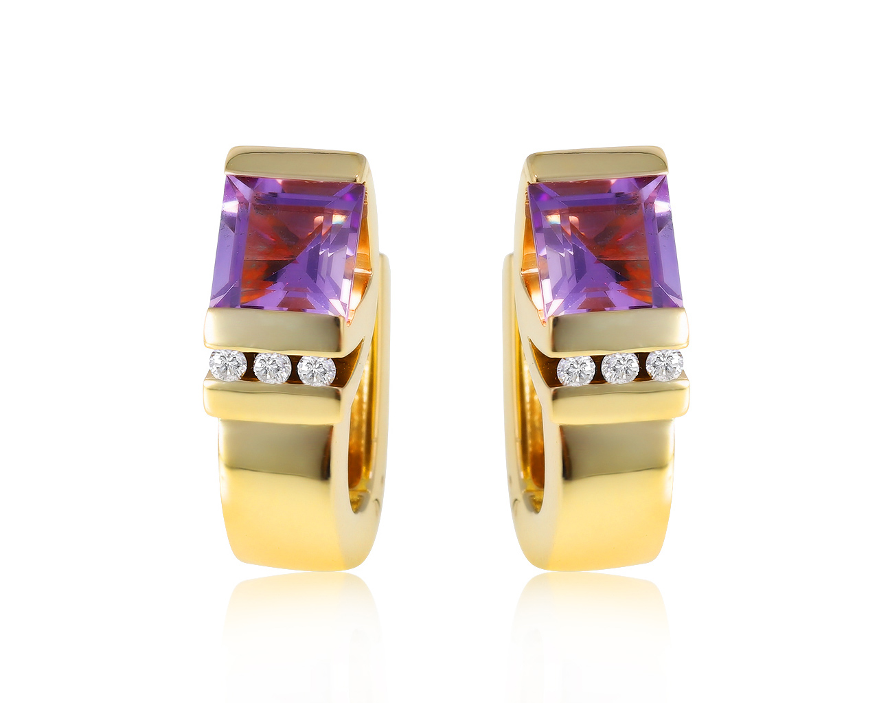 Безупречные золотые серьги с аметистами 1.96ct 041220/13