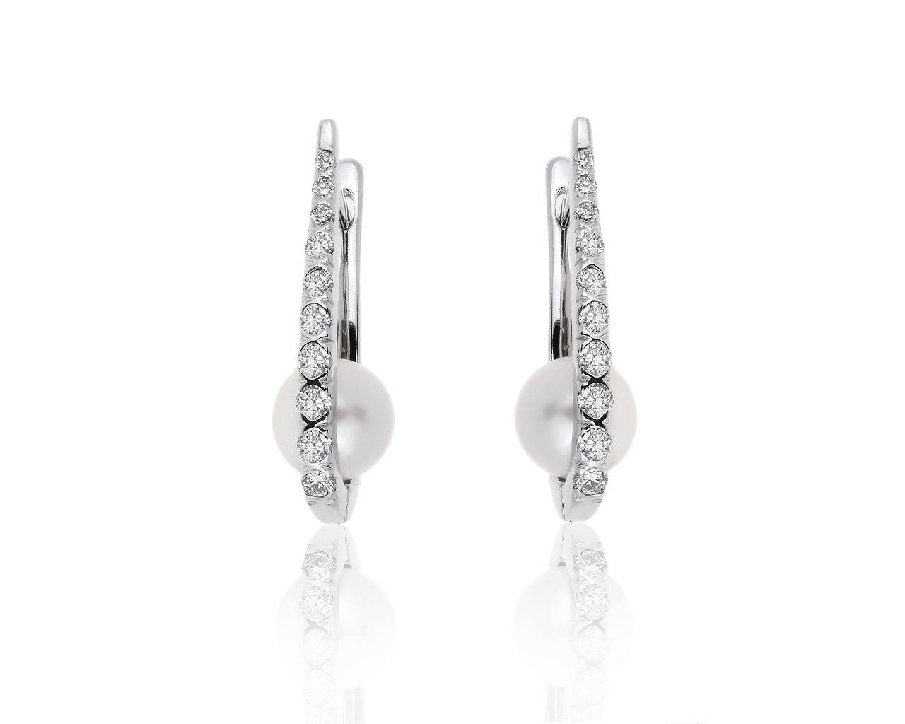 Стильные золотые серьги с жемчугом 7.50 мм 280119/3