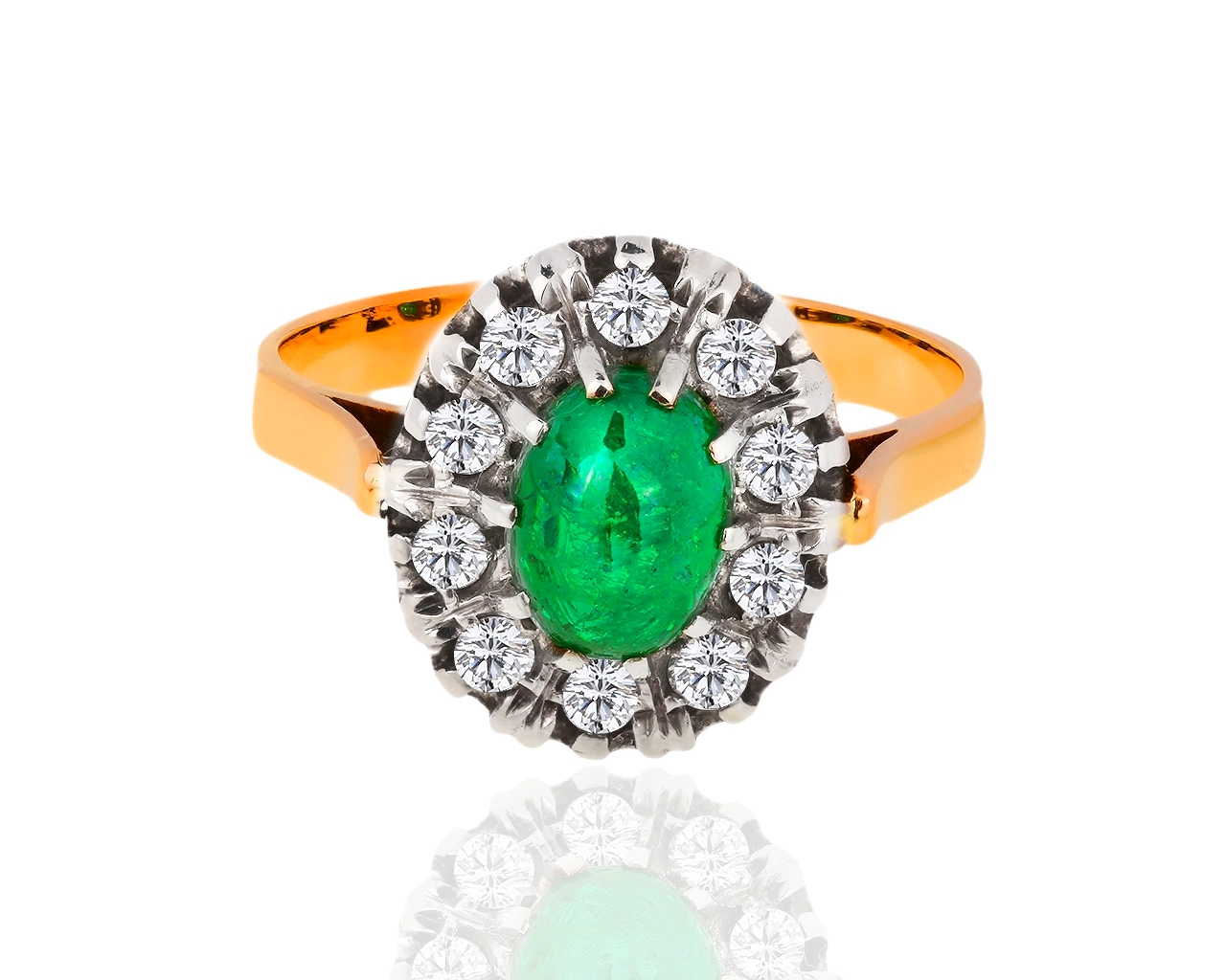 Золотое кольцо с изумрудом 0.52ct и бриллиантами 0.32ct 191218/14