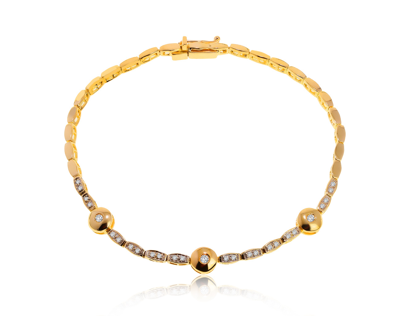 Изящный золотой браслет с бриллиантами 0.17ct 080221/10