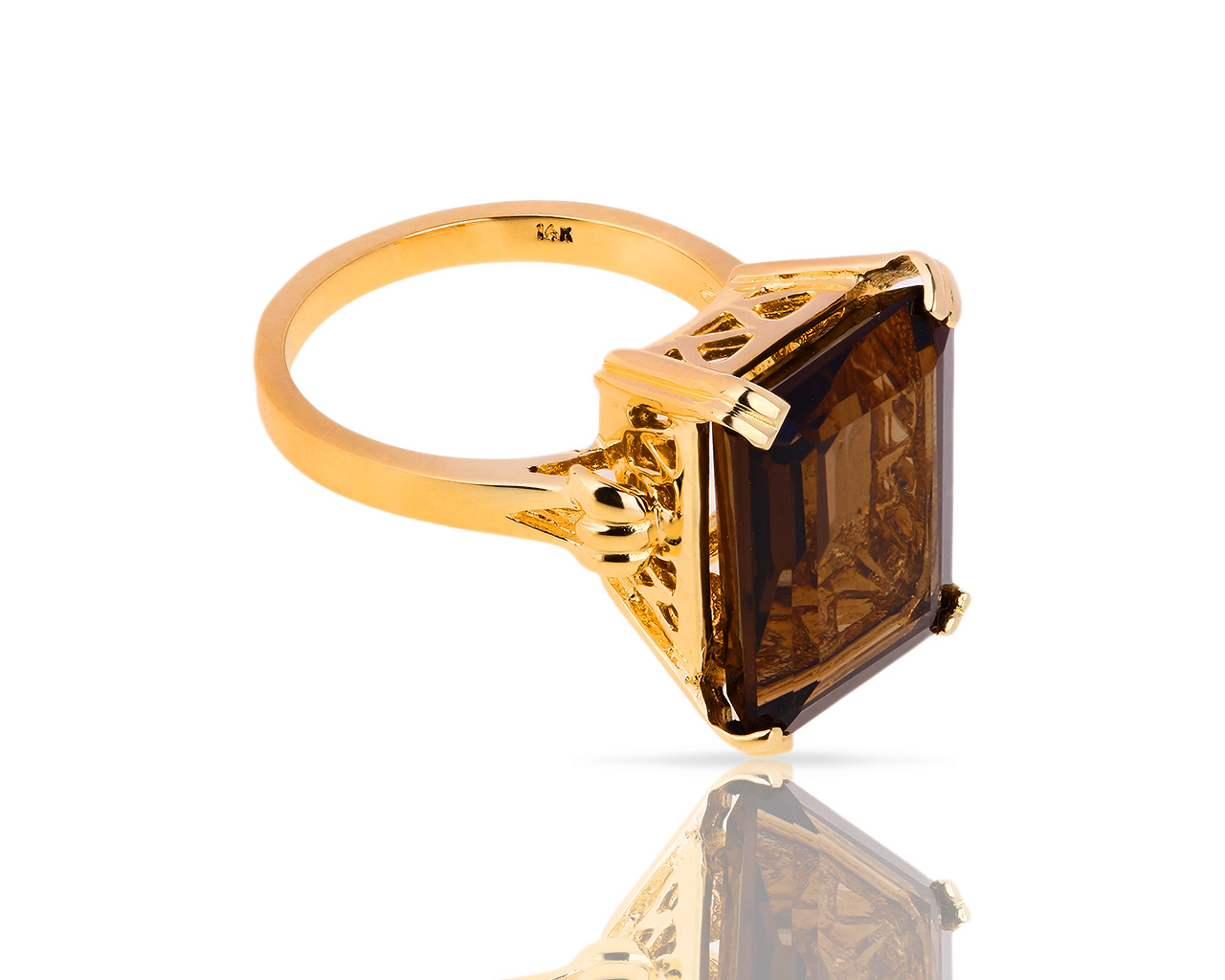 Золотое кольцо с дымчатым кварцем Roberto Bravo