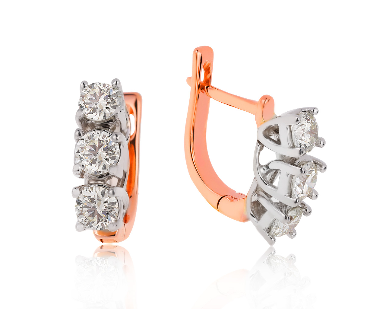 Изящные золотые серьги с бриллиантами 1.20ct