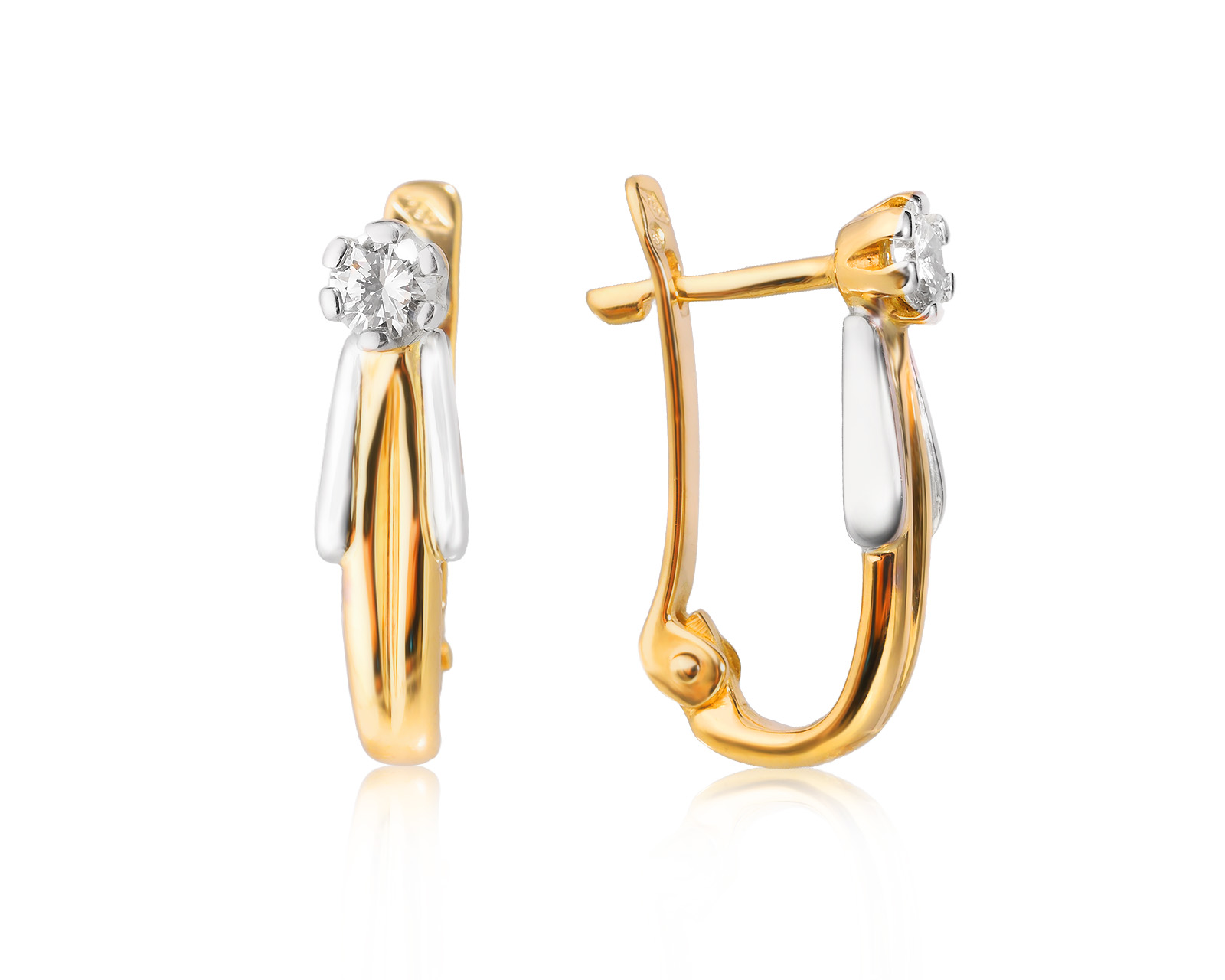 Золотые серьги с бриллиантами 0.36ct