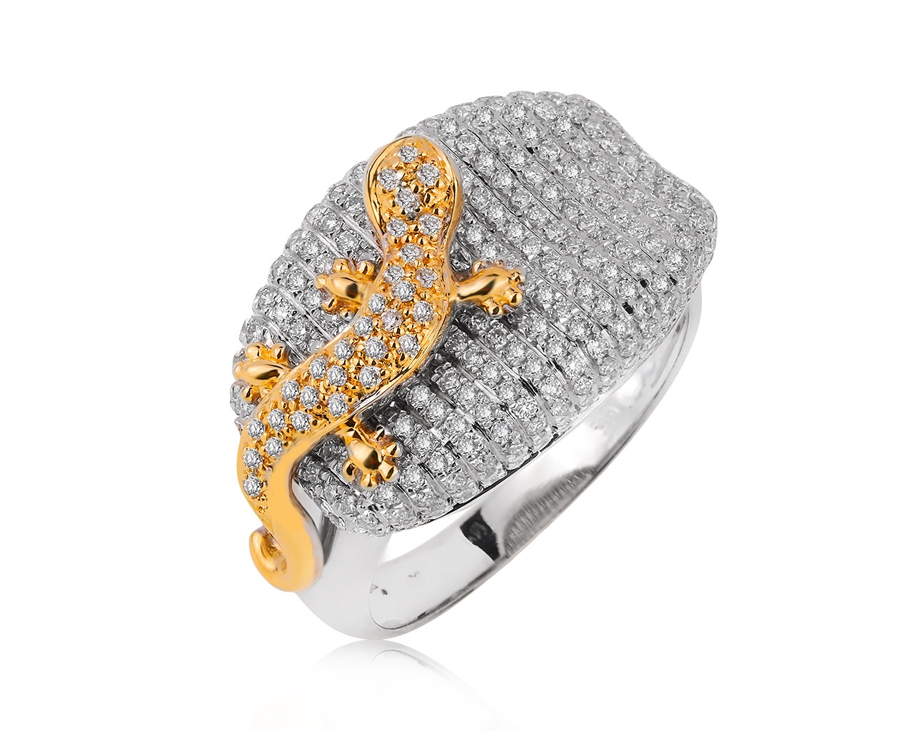 Волшебное золотое кольцо с бриллиантами 1.20ct