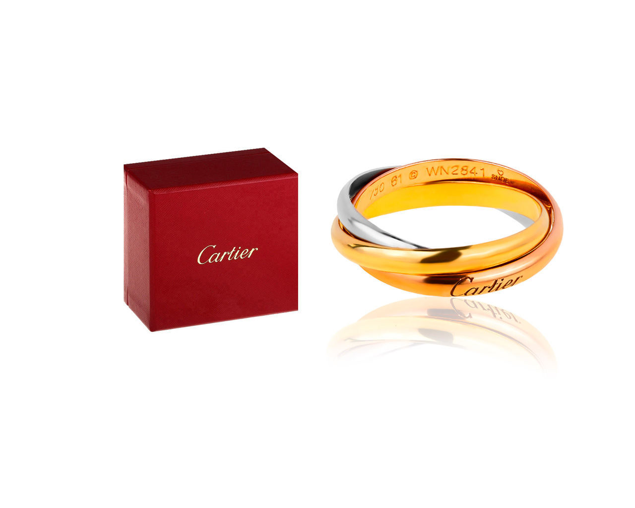 Оригинальное золотое кольцо Trinity De Cartier