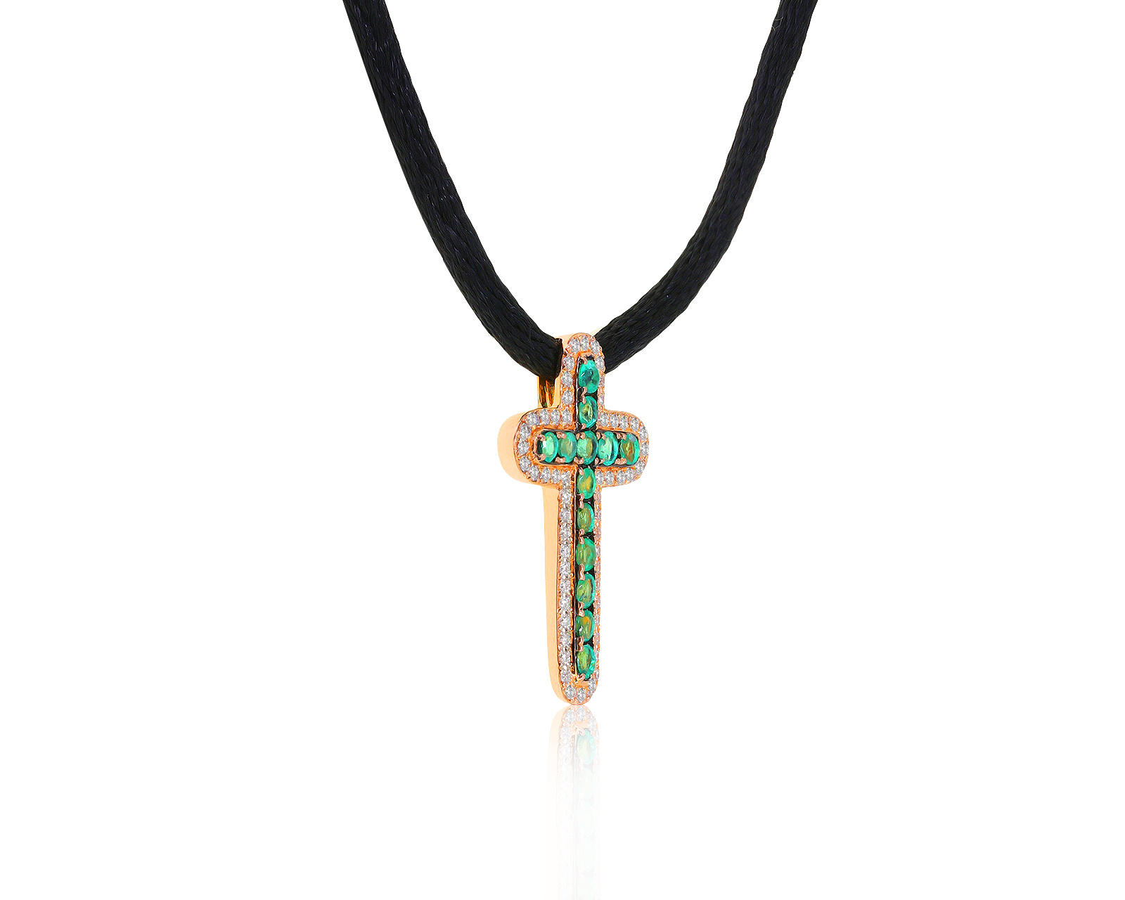 Престижный золотой кулон с изумрудами 0.41ct