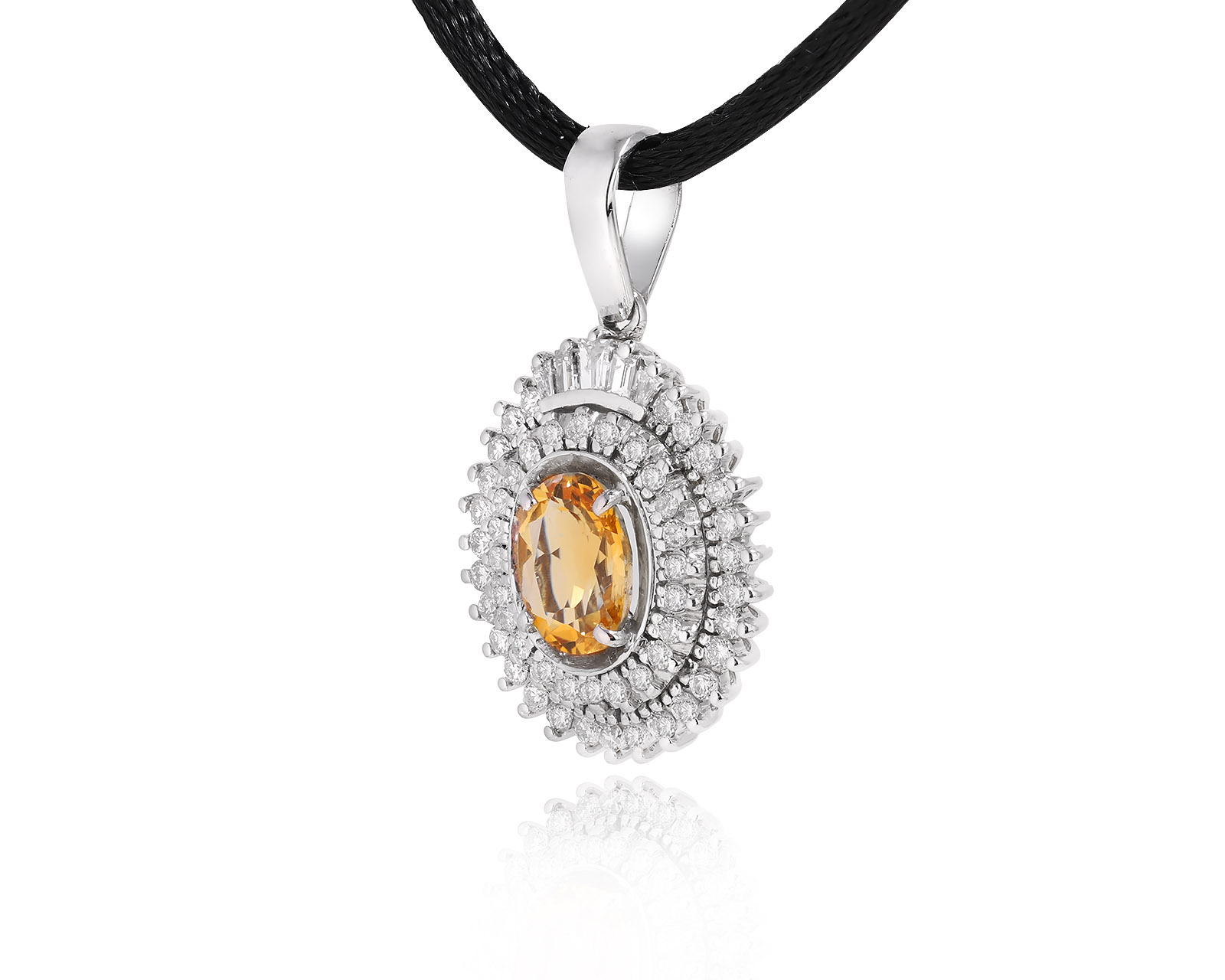 Золотой кулон с цитрином 1.25ct и бриллиантами 0.54ct