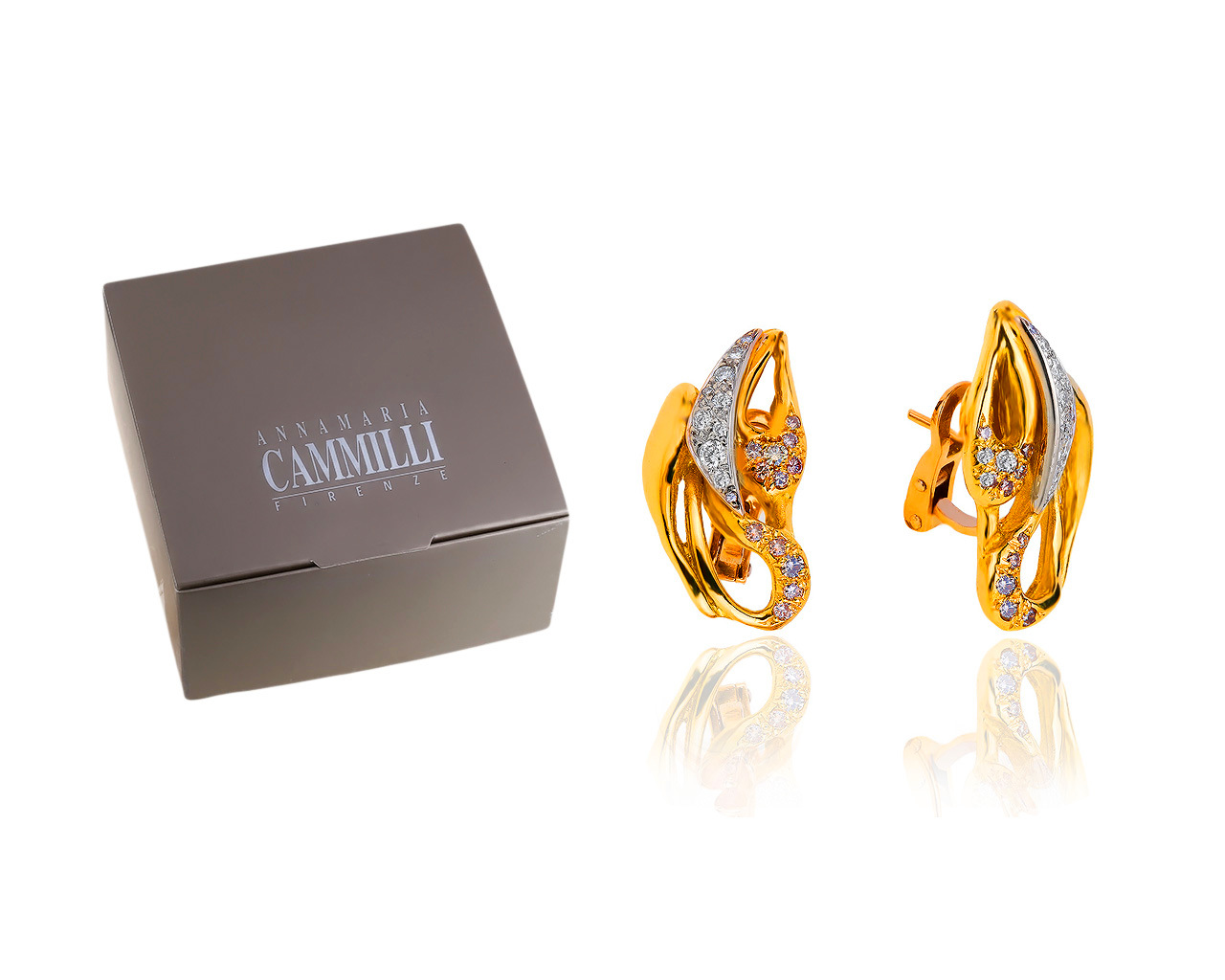 Оригинальные золотые серьги с бриллиантами 0.66ct Annamaria Cammilli