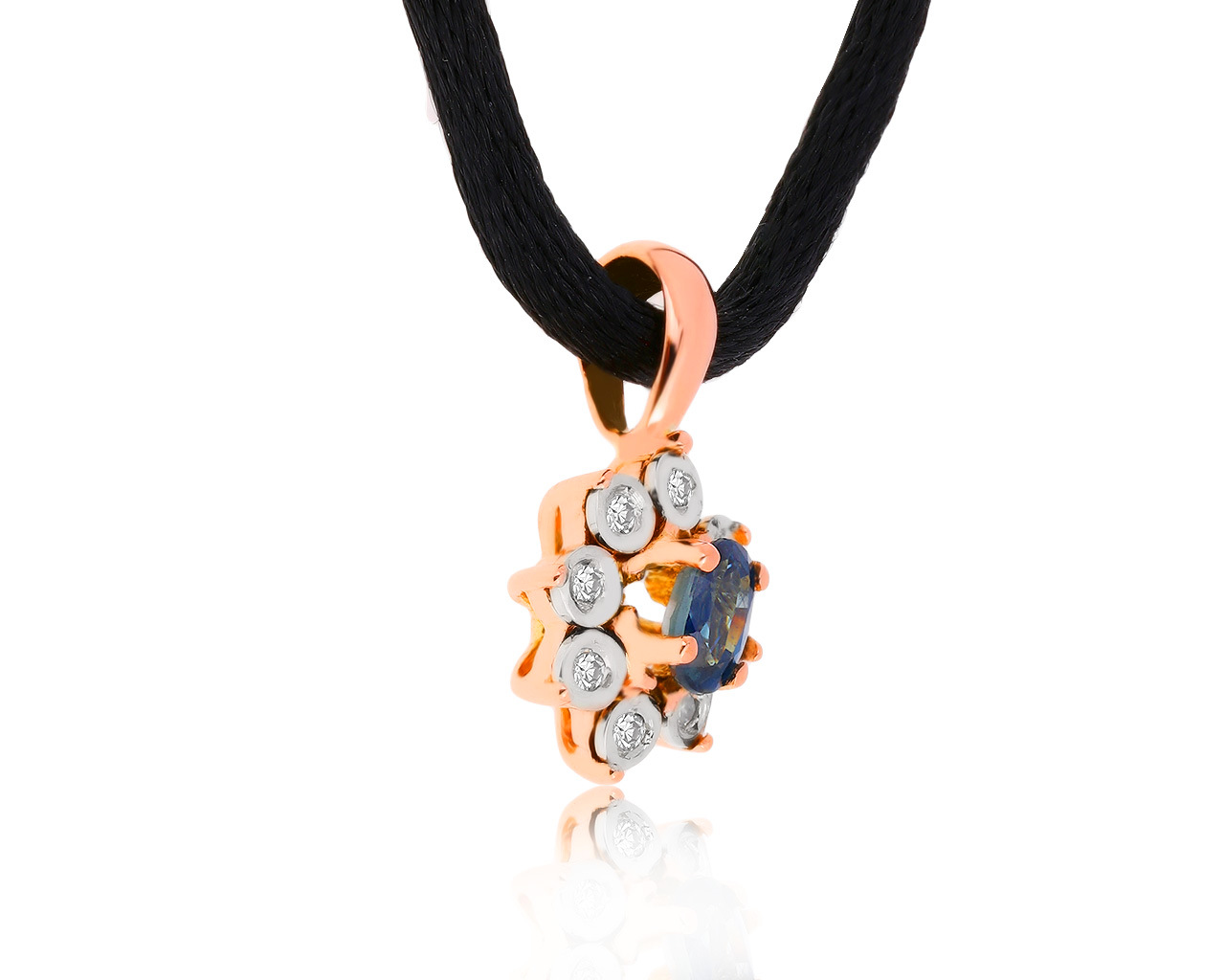 Прелестный золотой кулон с сапфиром 0.24ct