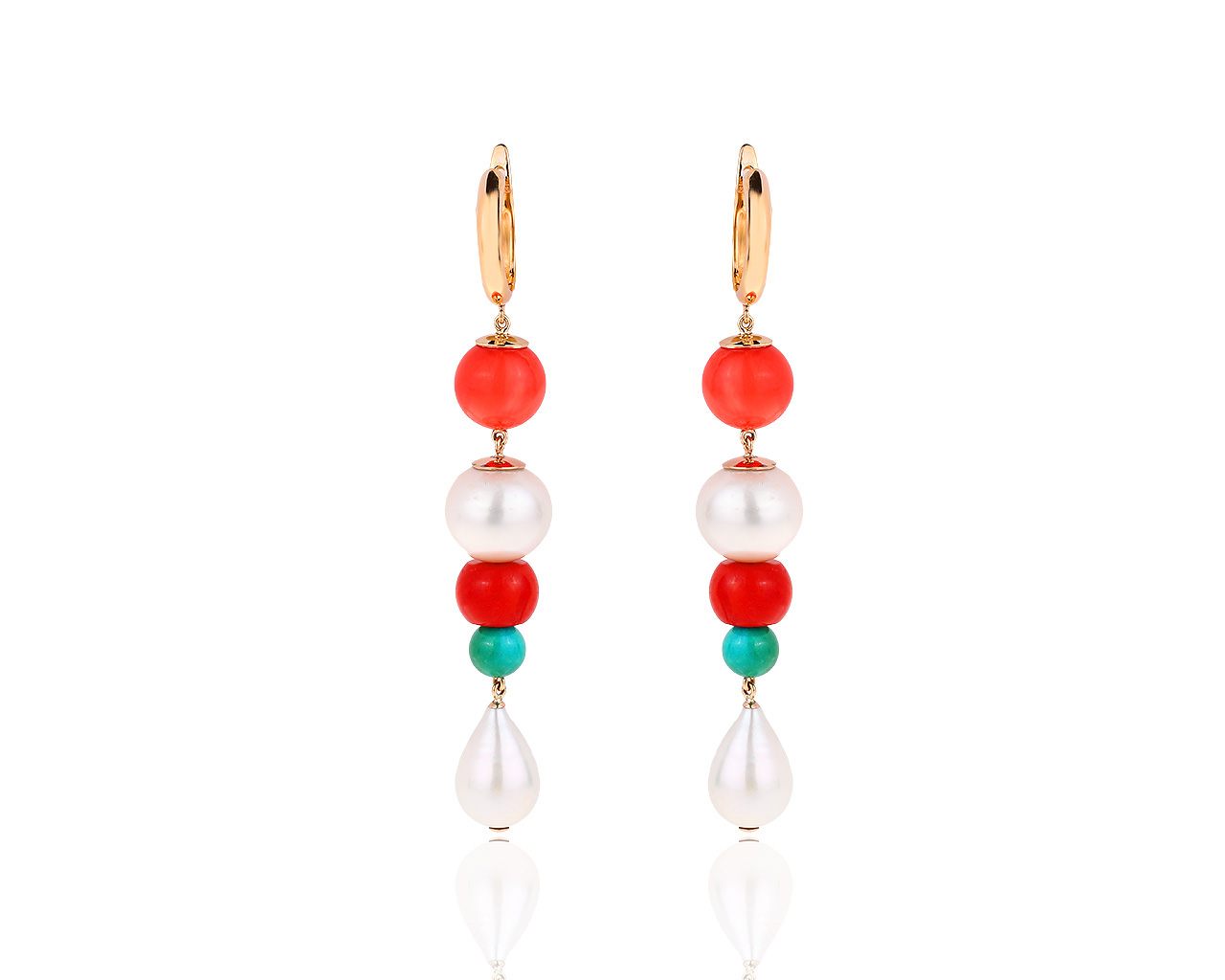 Идеальные золотые серьги с жемчугом 13-14 мм 071219/9