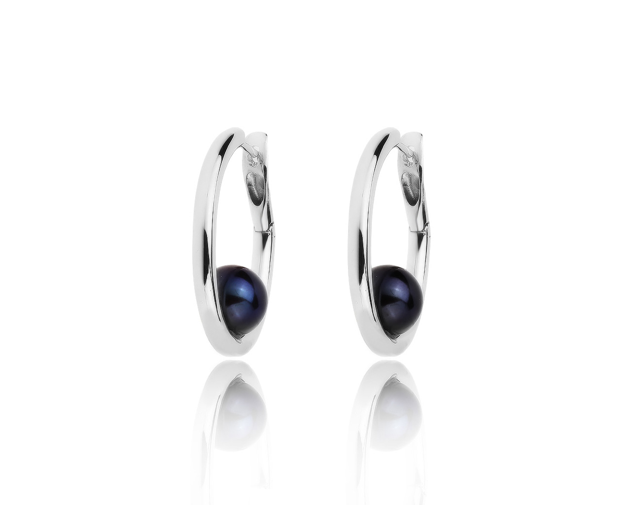 Утонченные золотые серьги с черным жемчугом 220419/20