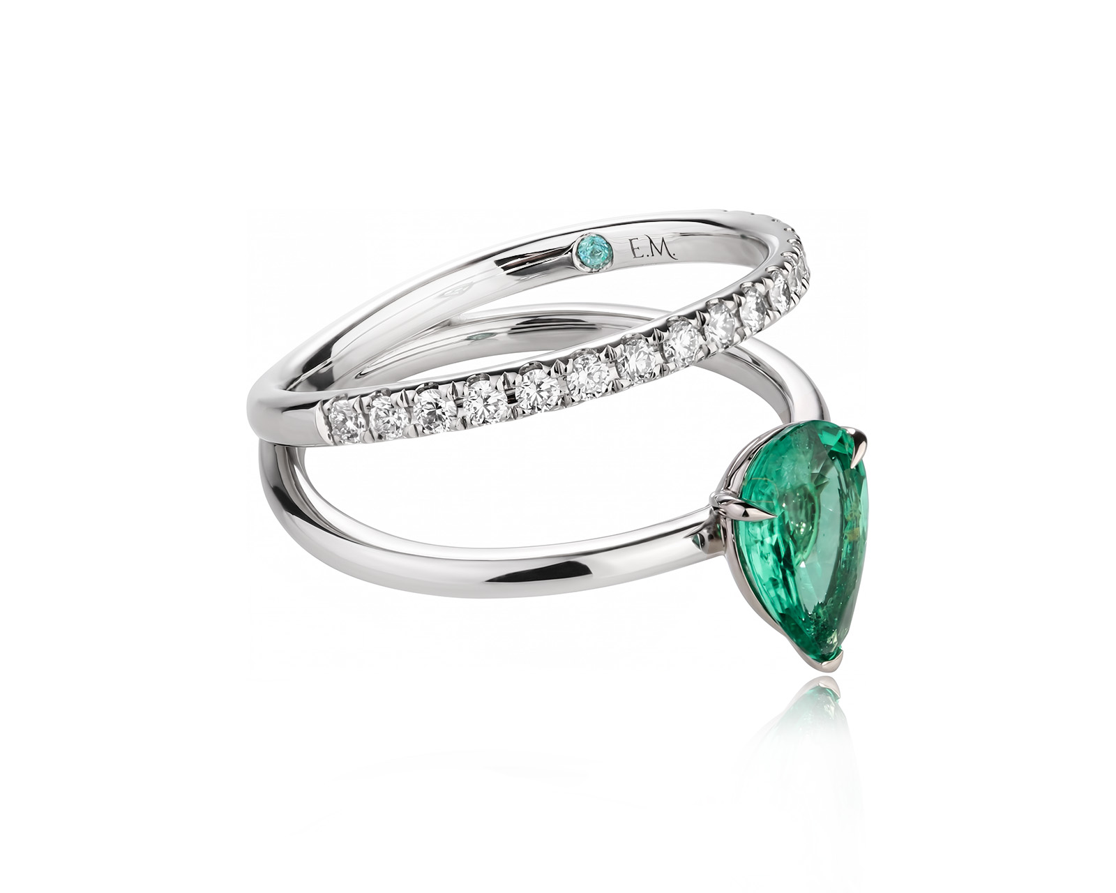 Платиновое кольцо с турмалином параиба 0.96ct Evgeny Matveev