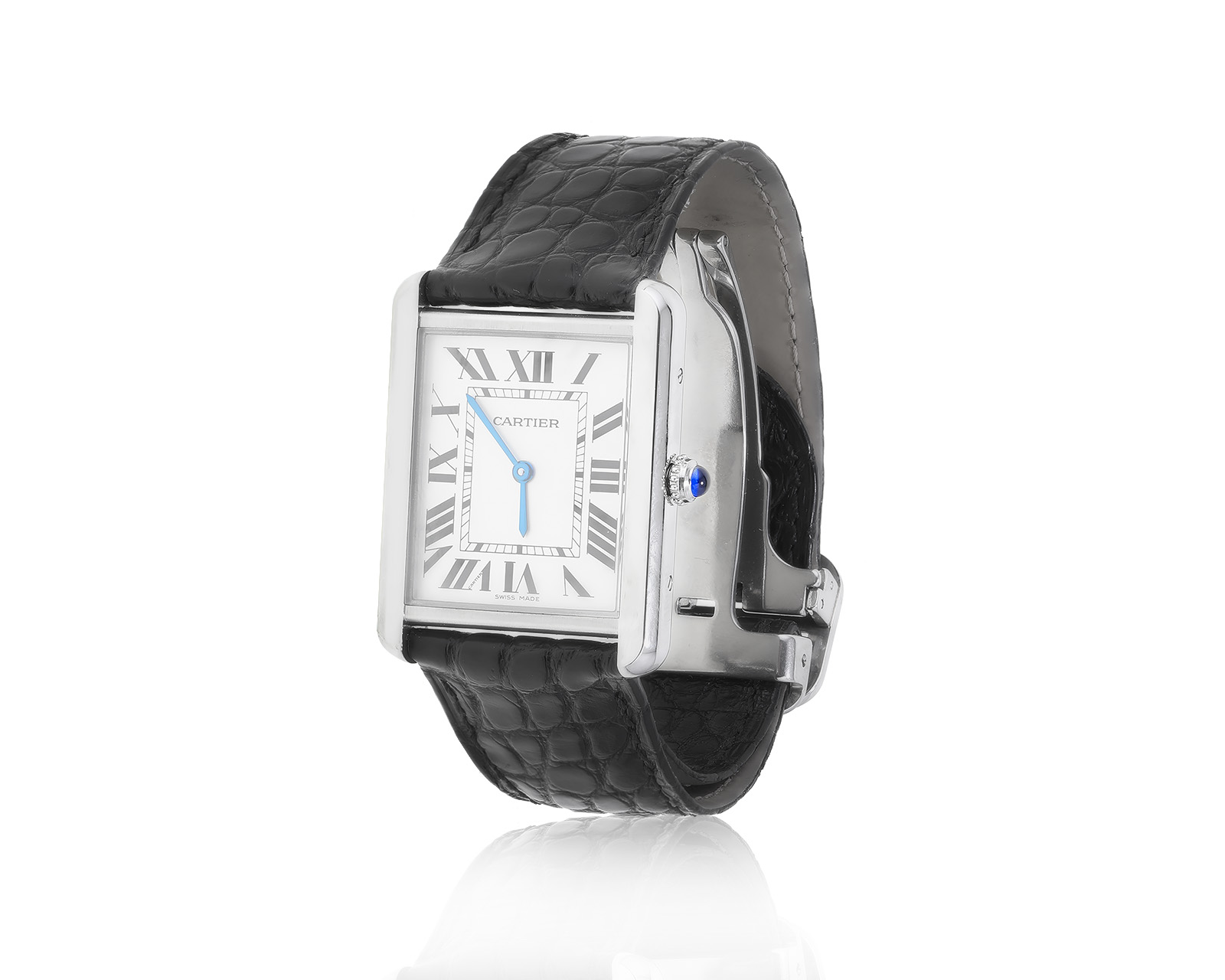 Оригинальные стальные часы Cartier Tank 080523/6