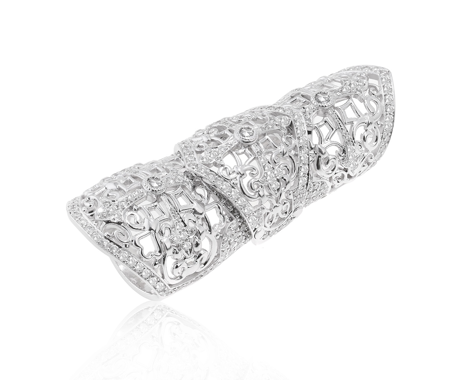 Золотое кольцо long finger с бриллиантами 5.27ct