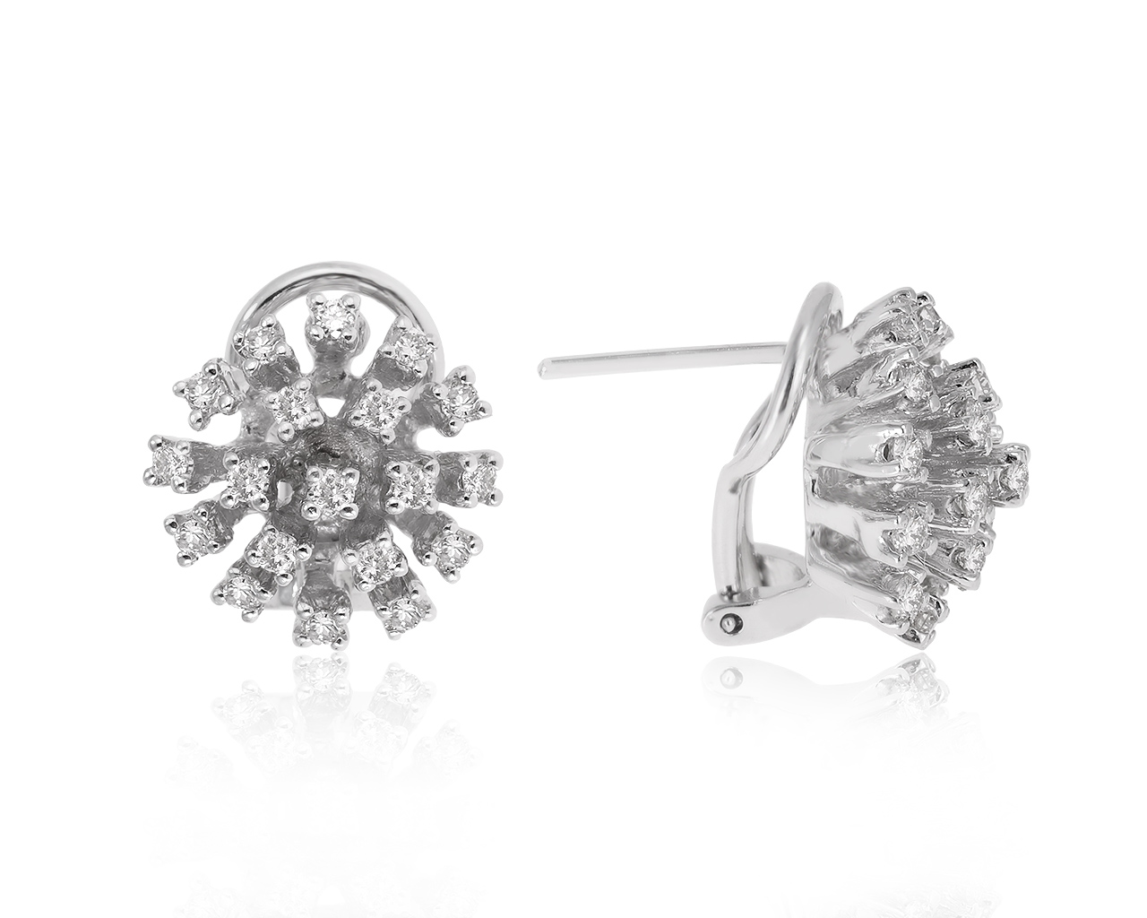 Очаровательные золотые серьги с бриллиантами 1.01ct
