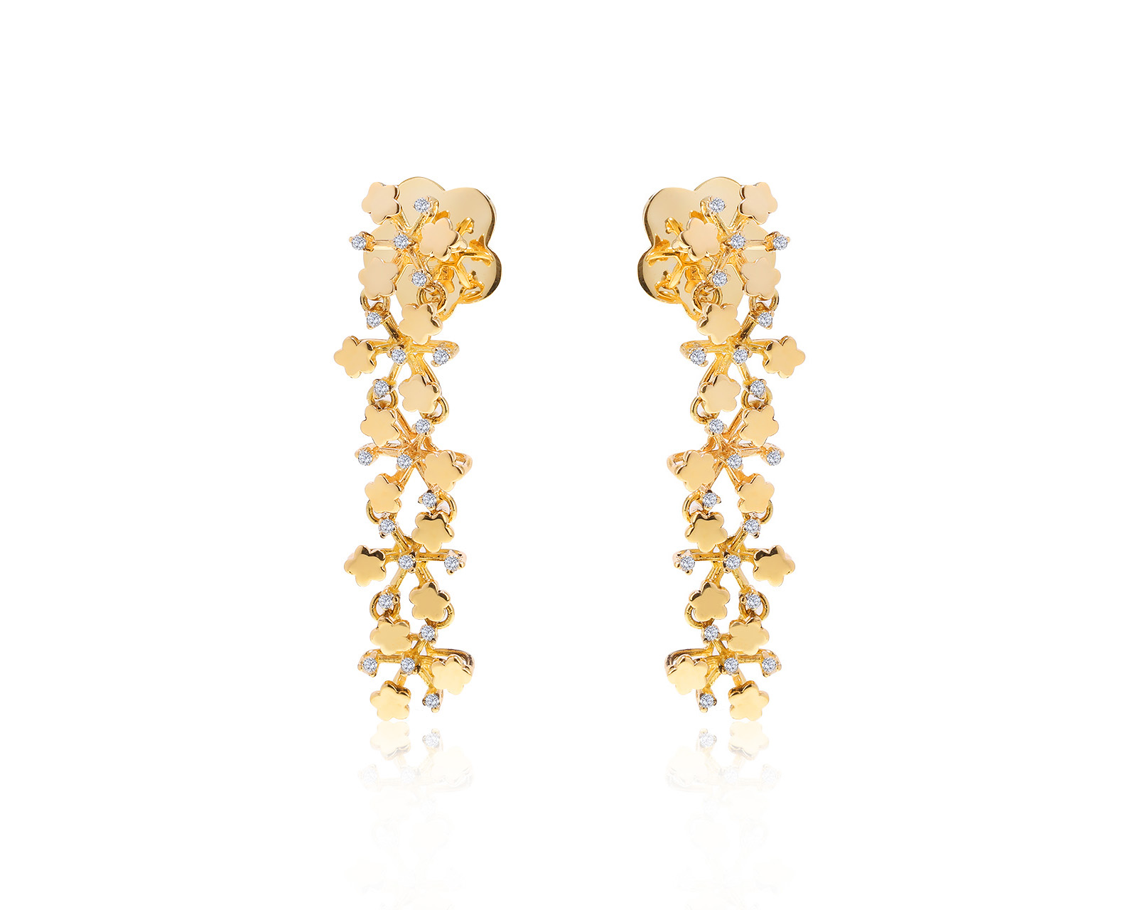 Оригинальные золотые серьги с бриллиантами 0.16ct Pasquale Bruni