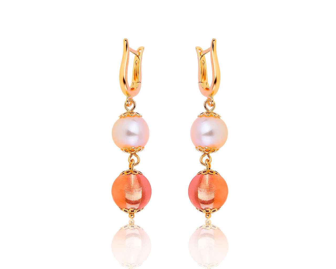 Оригинальные золотые серьги с жемчугом 9 мм Roberto Bravo 250819/5