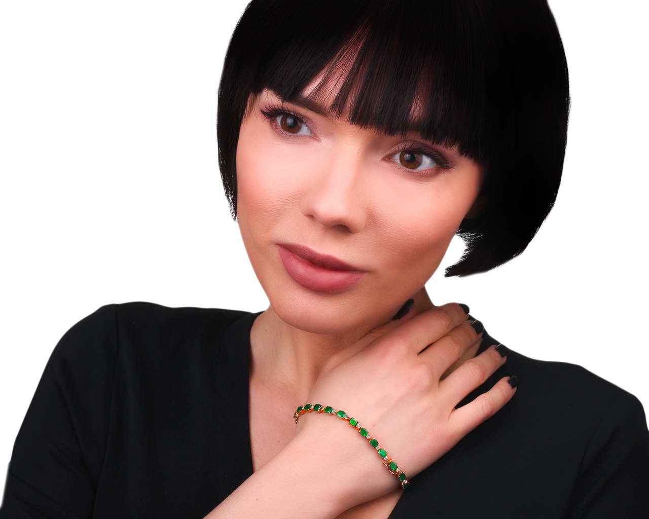 Золотой браслет с бриллиантами 0.75ct и изумрудами 7.20ct