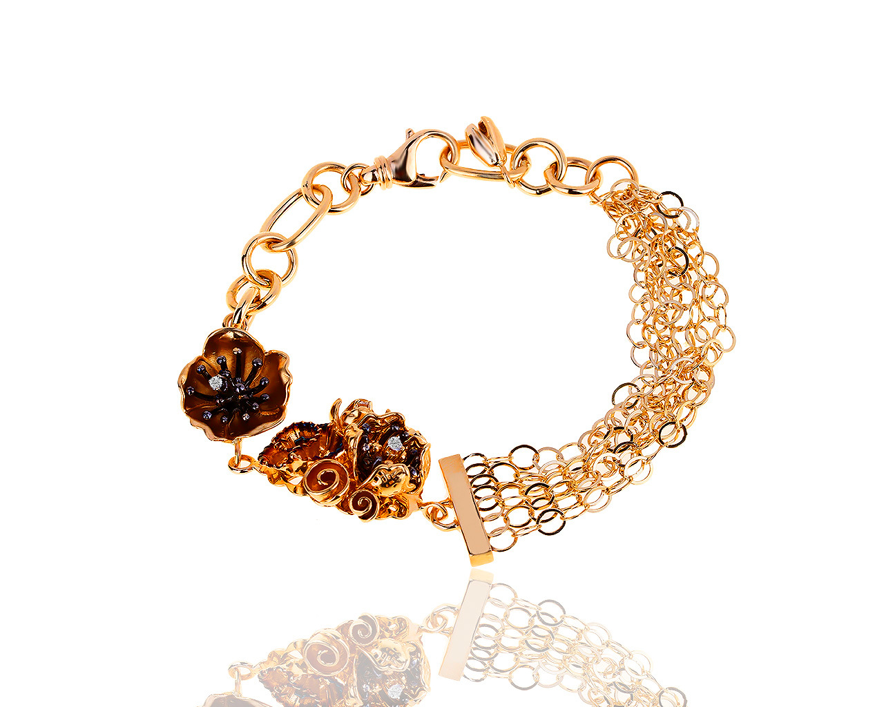 Оригинальный золотой браслет с бриллиантами 0.07ct Roberto Bravo 290619/1