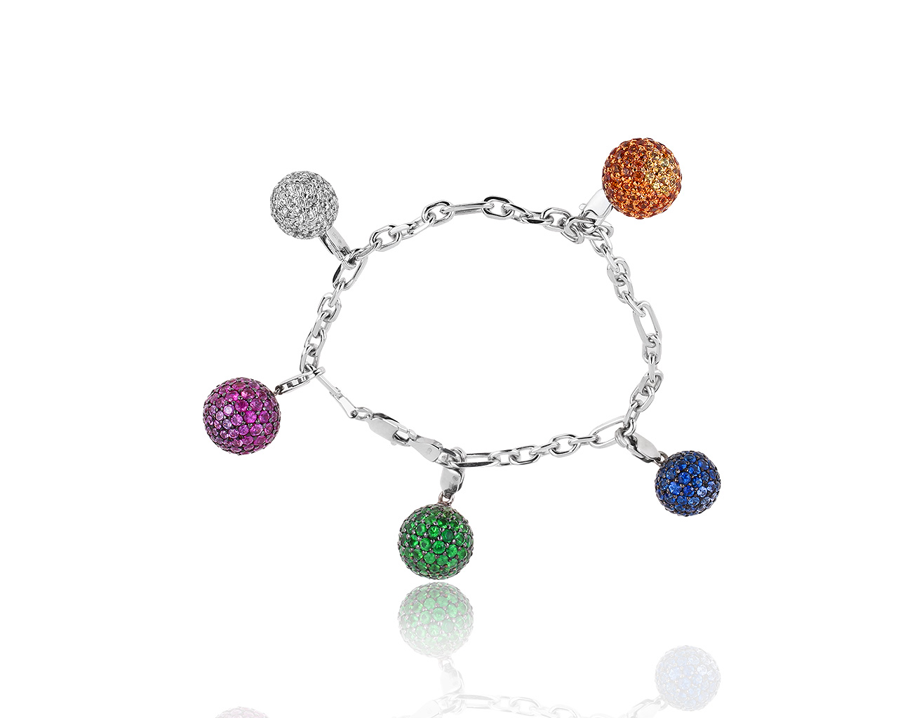 Итальянский золотой браслет с цветными камнями 100120/17