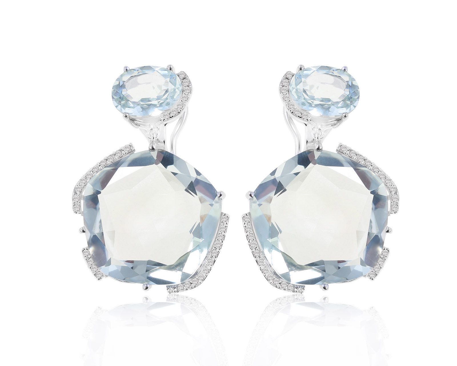 Великолепные золотые серьги с кварцами 32.55ct 171121/22 Великолепные золотые серьги с кварцами 32.55ct 171121/22