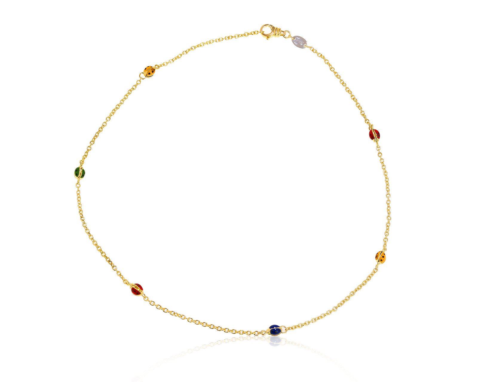 Оригинальное золотое колье с эмалями Aaron Basha Ladybug