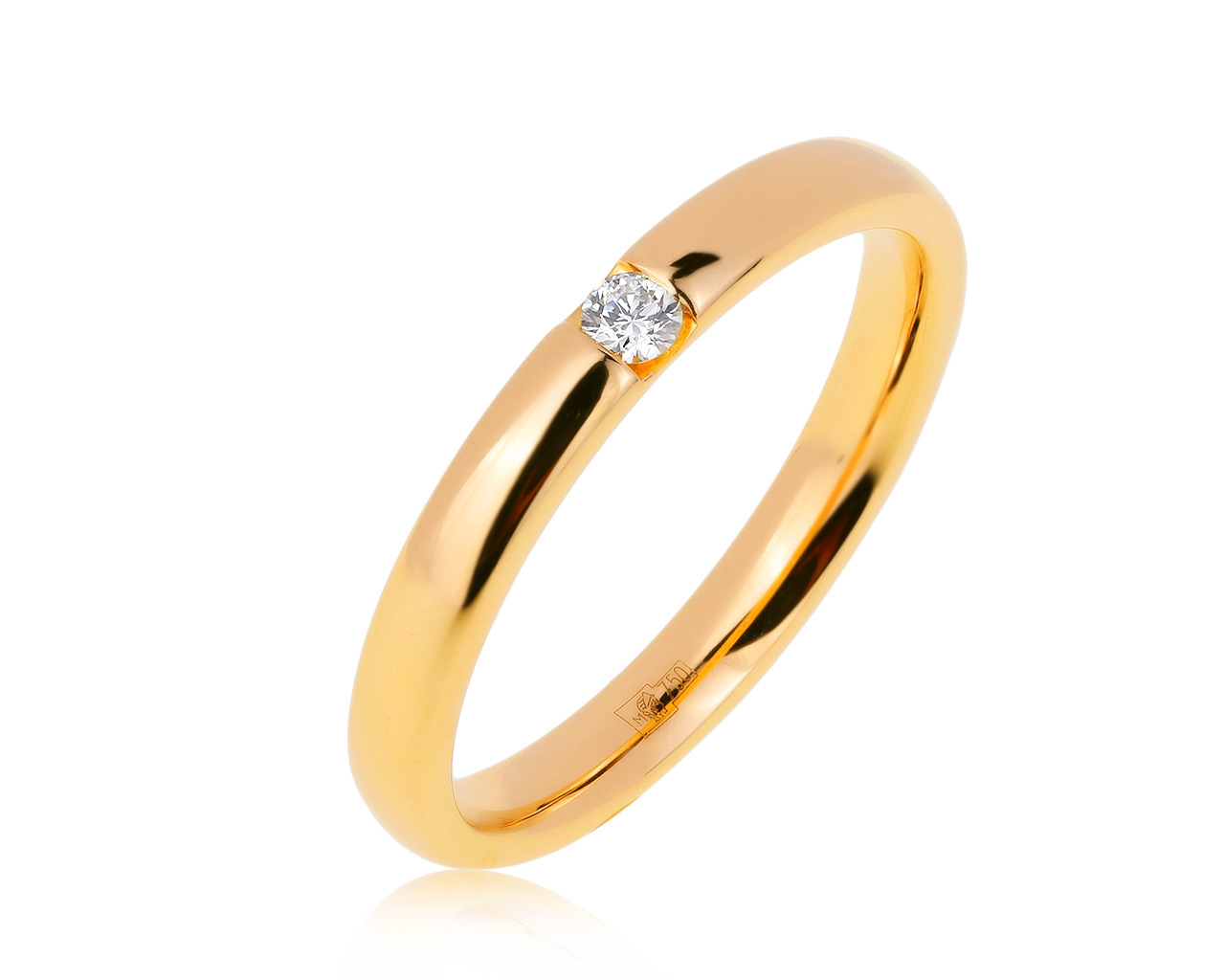 Оригинальное золотое кольцо с бриллиантом 0.05ct Damiani Veramore