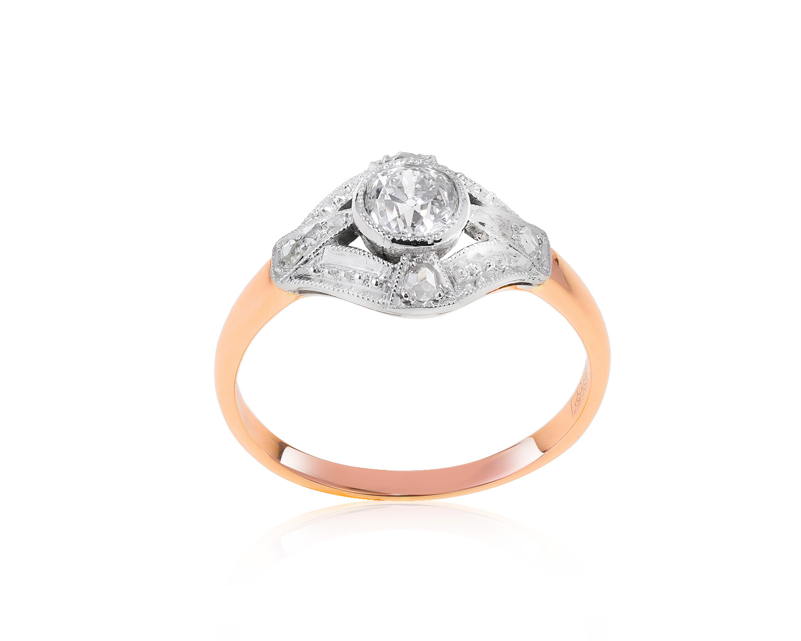 Винтажное золотое кольцо с бриллиантом 0.45ct СССР 240122/17 Винтажное золотое кольцо с бриллиантом 0.45ct СССР 240122/17
